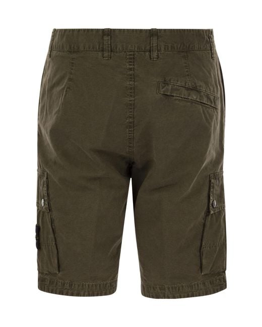 Stone Island Green Compass Patch Bermuda Shorts for men