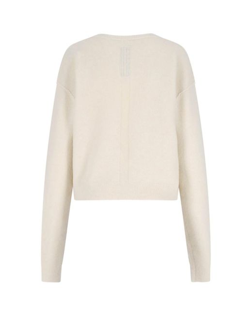 Rick Owens White Tommy V-Neck Jumper