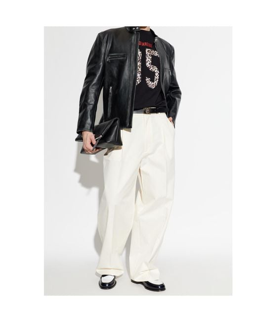 DSquared² Black Solid Mandarin Collar Jacket for men