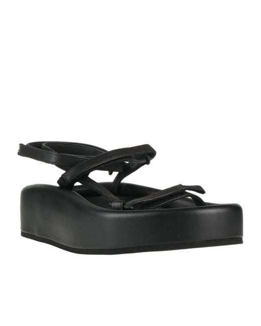 MM6 by Maison Margiela Black Leather Platform Sandals
