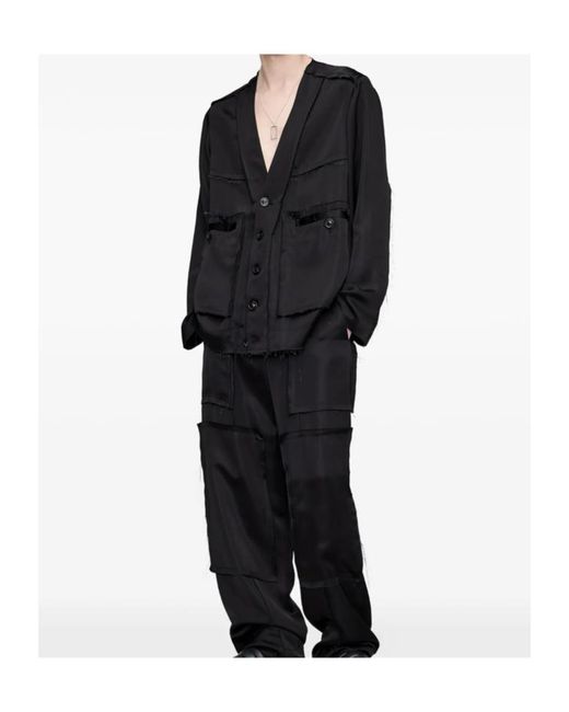 Maison Margiela Black Patchwork Satin Jacket for men