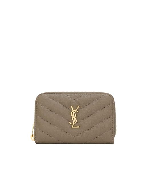 Saint Laurent Gray Zipper Coin Purse
