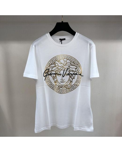 Versace White Metallic Medusa Print T-Shirt