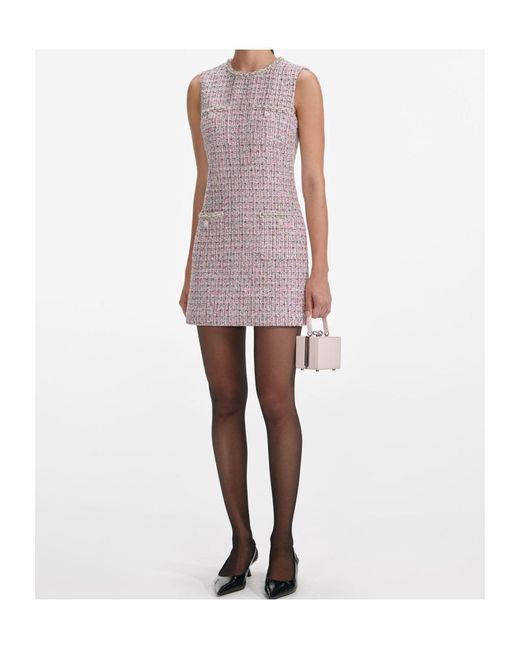 Self-Portrait Pink Boucle Sleeveless Mini Dress