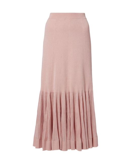 Zimmermann Pink Luna Knitted Pleated Midi Skirt