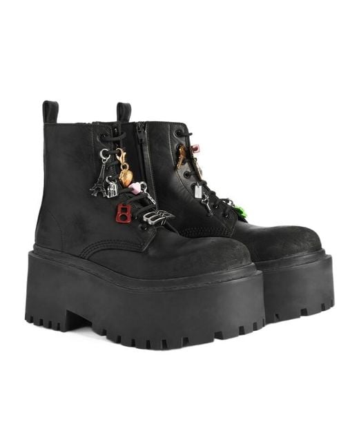 Balenciaga Black Strike Charm Platform Boots