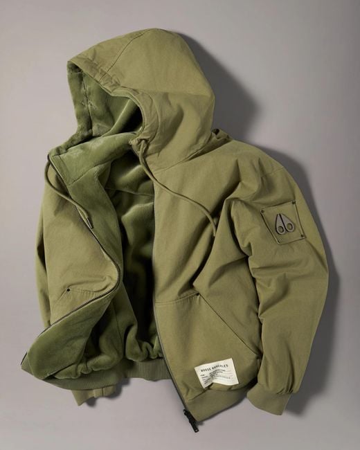 Moose Knuckles Green Roland Reversible Bunny Hooded Logo-Patch Jacket for men