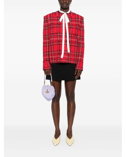 MSGM Red Checked Tweed Jacket