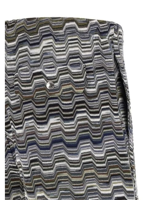 Missoni Gray Zigzag Knitted Bermuda Shorts for men