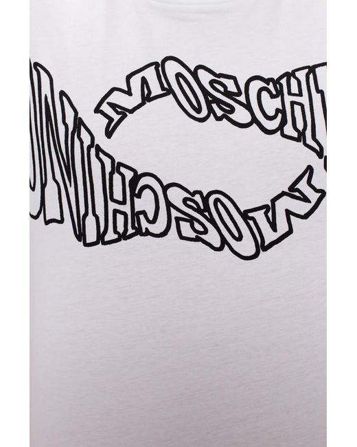 Moschino White Double-Logo Graphic T-Shirt for men
