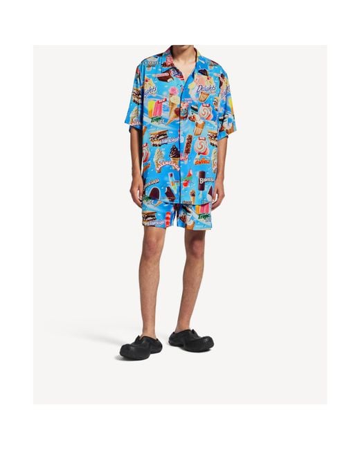 Balenciaga Blue Sweet Treat Short-Sleeve Minimal Shirt for men