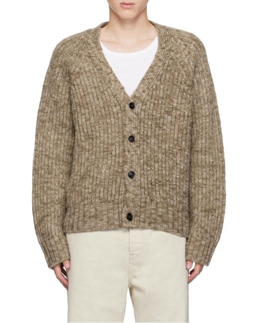 AMI Brown Long Sleeved Knitted Cardigan for men
