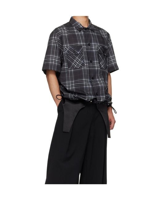 Sacai Black Lapel Short-Sleeved Shirt for men