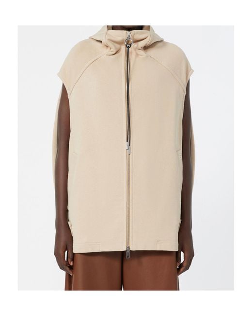 Sportmax Natural Sleeveless Zip-Up Hoodie