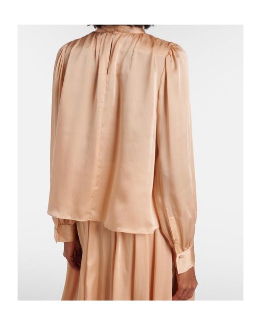 Ulla Johnson Natural Ornament Tie-Neck Silk Chiffon Blouse