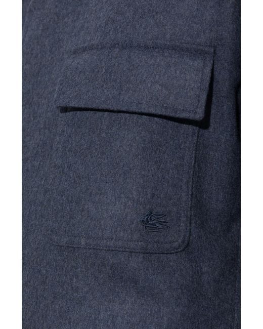 Etro Blue Collared Long-Sleeved Casual Jacket for men