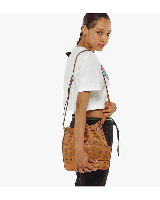 MCM Brown Medium Dessau Bucket Bag
