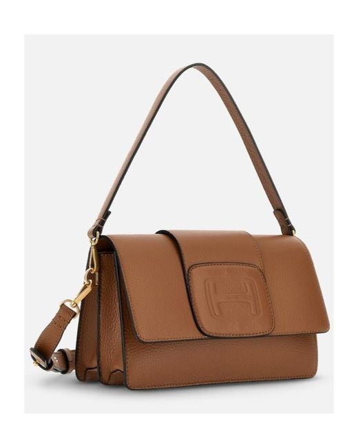 Hogan Brown H-Bag Foldover-Top Shoulder Bag