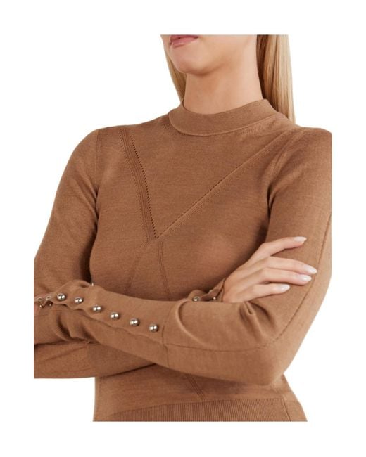 Rabanne Brown Embellished Wool And Silk-Blend Sweater