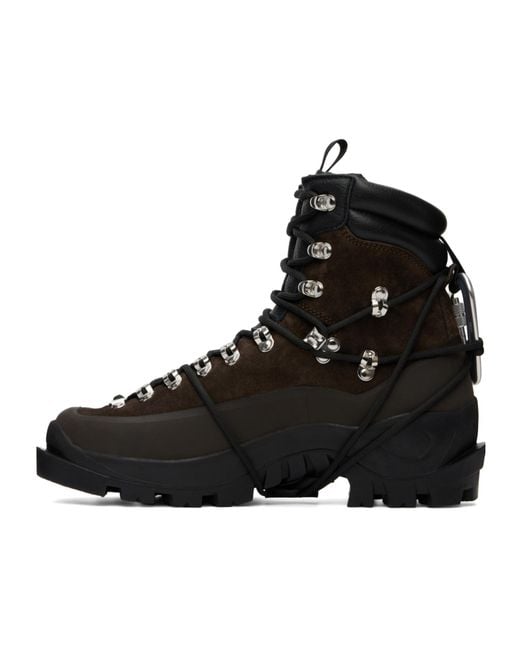 HELIOT EMIL Black Carabiner-Detail Lace-Up Hiking Boots for men