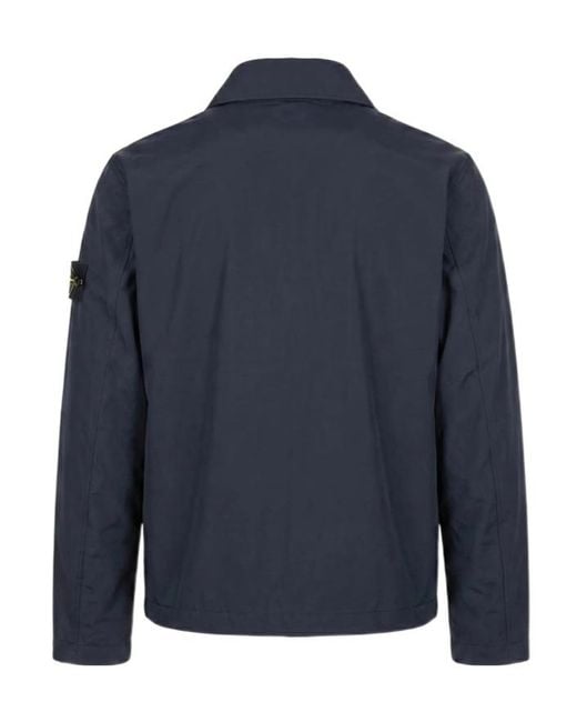 Stone Island Blue Casual Shirt-Style Jacket for men
