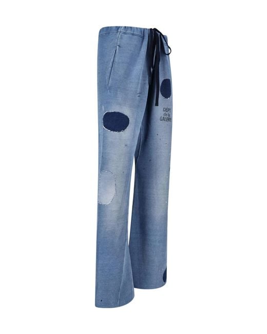 GALLERY DEPT. Blue Relaxed Wide-Leg Trousers With Distressed Detailing And Patchwork Accents for men