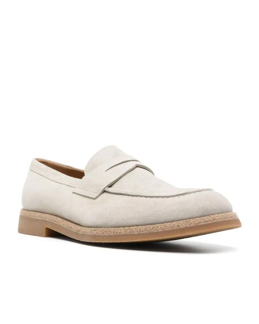 Eleventy White Suede Loafers for men
