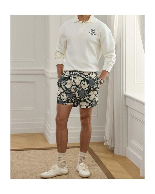 Ralph Lauren White Embroidered-Detail Long-Sleeve Polo Shirt for men
