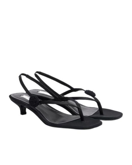 Totême White Floral-Appliqué Suede Slingback Sandals
