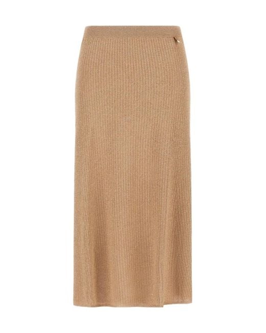 Herno Natural Ribbed Midi Skirt