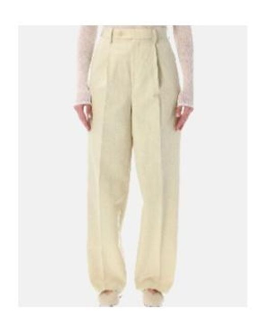 Auralee White Wool Blend Belt Loop Casual Pants