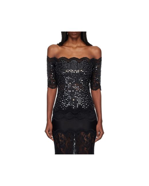 Rabanne Black Sequin Lace Top