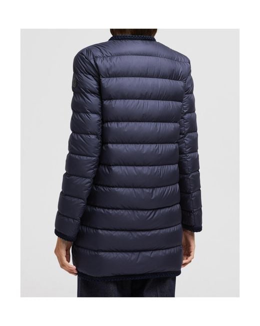 Moncler Blue Gencay Logo Patch Quilted Coat