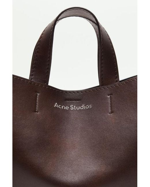 Acne Brown Musubi Logo Printed Midi Tote Bag