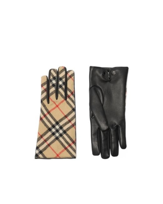 Burberry Metallic Check Wool Cashmere Gloves