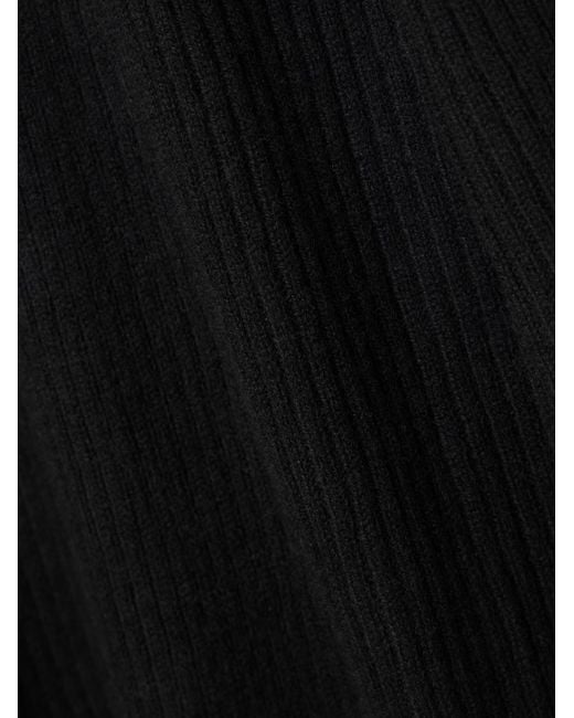 LeKasha Black Logan Ribbed Organic Cashmere Midi Dress