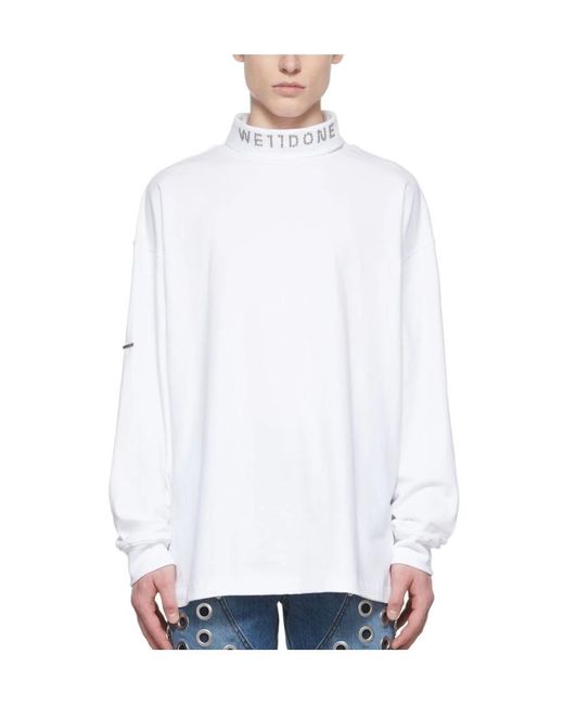 we11done White Logo Details Long-Sleeved T-Shirt for men