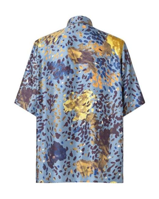 Fendi Blue Allover Falena Printed Short Sleeved Shirt for men