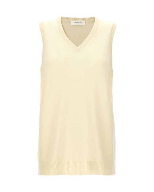 Sportmax Natural Gimmy V-Neck Knitted Top