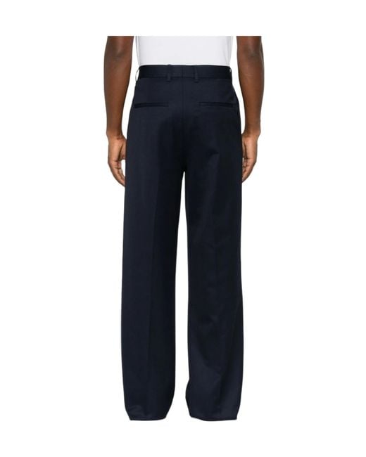 Lardini Blue Pleated Wide-Leg Trousers for men