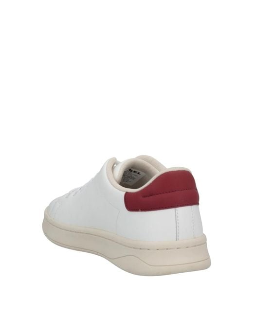DIESEL White Two-Tone Low-Top Leather Shoes