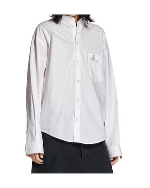 Balenciaga White Button-Up Large Fit Shirt