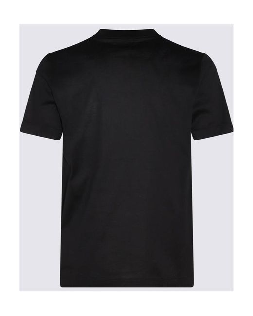 Canali Black Plain Cotton T-Shirt for men