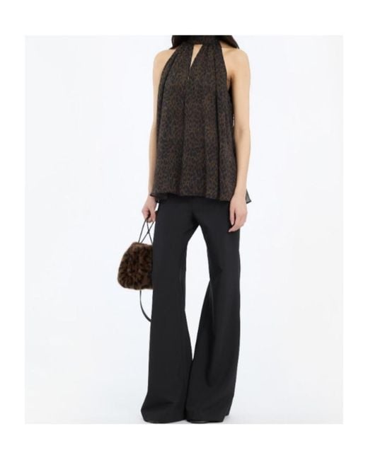 ROTATE BIRGER CHRISTENSEN Black Flared Trim Detail Pants