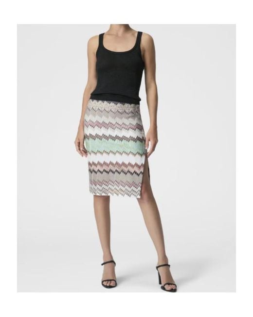 Missoni Gray Side Slit Lamé Midi Skirt