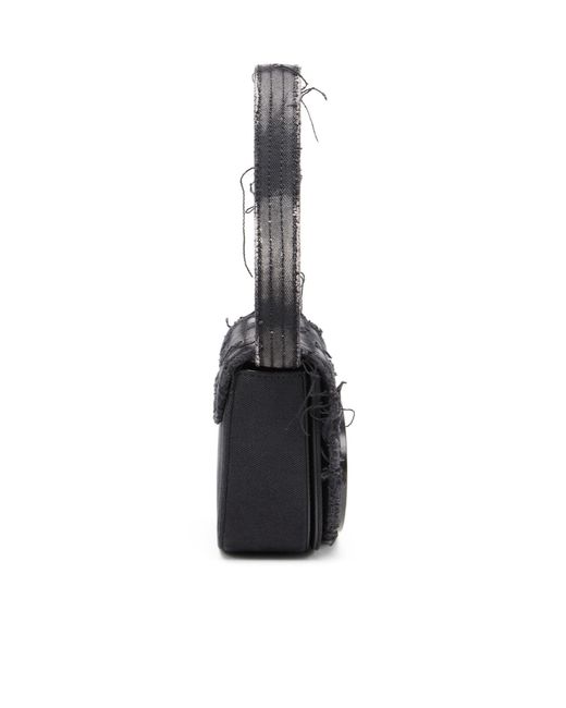 DIESEL Black 1-Dr Embellished Distressed Denim Shoulder Bag