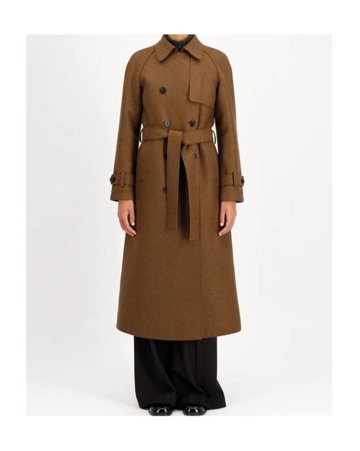 Harris Wharf London Brown Double-Breasted Coat