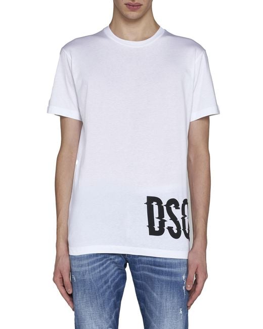 DSquared² White Logo-Printed Crewneck T-Shirt for men