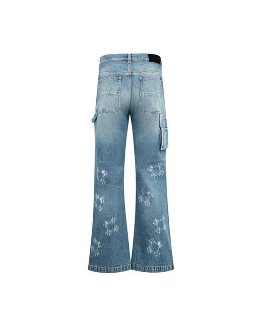 Amiri Blue Ma Quad Carpenter Floral-Detail Denim Jeans for men