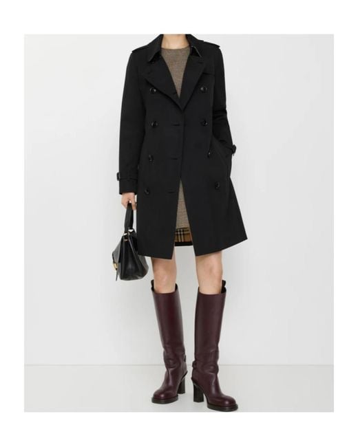 Burberry Black Mid-Length Chelsea Heritage Trench Coat